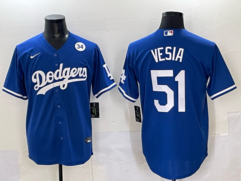 Men Los Angeles Dodgers 51 Vesia Blue Nike MLB 2025 Jersey style 03
